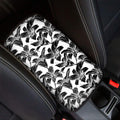 White And Black Lily Pattern Print Car Center Console Cover