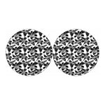 White And Black Lily Pattern Print Car Coasters