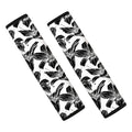 White And Black Lily Pattern Print Car Seat Belt Covers