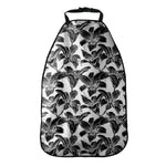 White And Black Lily Pattern Print Car Seat Organizers