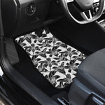 White And Black Lily Pattern Print Front Car Floor Mats