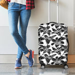 White And Black Lily Pattern Print Luggage Cover
