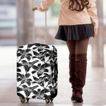 White And Black Lily Pattern Print Luggage Cover