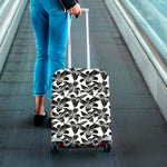 White And Black Lily Pattern Print Luggage Cover