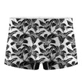 White And Black Lily Pattern Print Men's Boxer Briefs