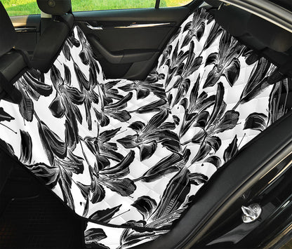 White And Black Lily Pattern Print Pet Car Back Seat Cover