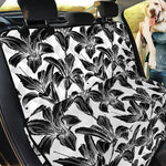 White And Black Lily Pattern Print Pet Car Back Seat Cover