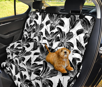 White And Black Lily Pattern Print Pet Car Back Seat Cover