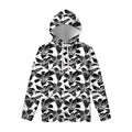 White And Black Lily Pattern Print Pullover Hoodie