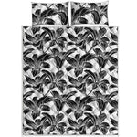 White And Black Lily Pattern Print Quilt Bed Set