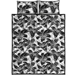 White And Black Lily Pattern Print Quilt Bed Set