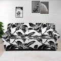 White And Black Lily Pattern Print Sofa Cover