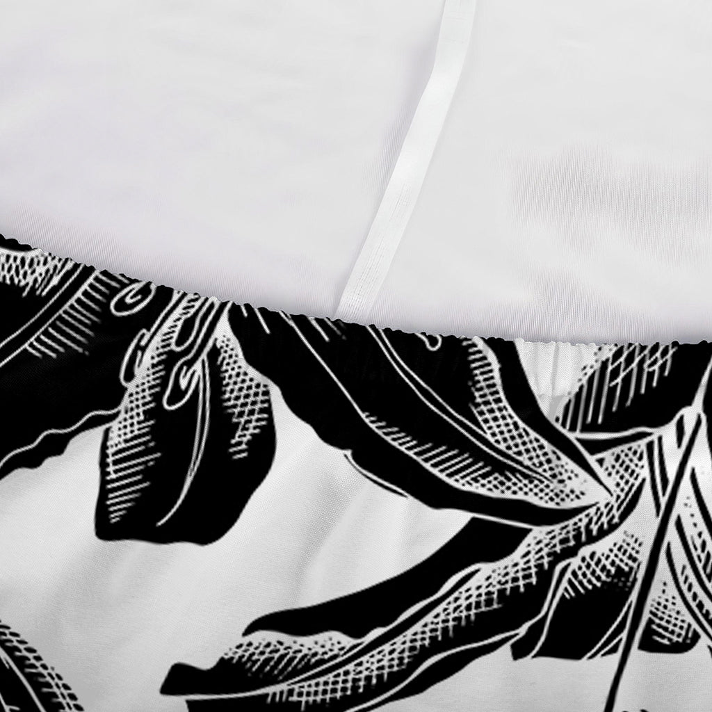 White And Black Lily Pattern Print Sofa Cover