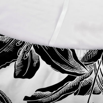 White And Black Lily Pattern Print Sofa Cover