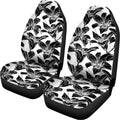 White And Black Lily Pattern Print Universal Fit Car Seat Covers