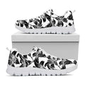 White And Black Lily Pattern Print White Running Shoes