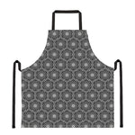 White And Black Lotus Pattern Print Apron