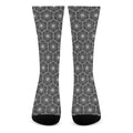 White And Black Lotus Pattern Print Crew Socks