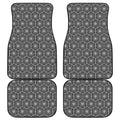White And Black Lotus Pattern Print Front and Back Car Floor Mats