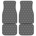 White And Black Lotus Pattern Print Front and Back Car Floor Mats