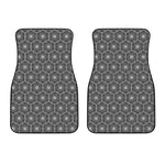 White And Black Lotus Pattern Print Front Car Floor Mats