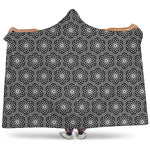 White And Black Lotus Pattern Print Hooded Blanket