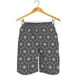 White And Black Lotus Pattern Print Men's Shorts