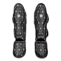 White And Black Lotus Pattern Print Muay Thai Shin Guards