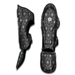 White And Black Lotus Pattern Print Muay Thai Shin Guard