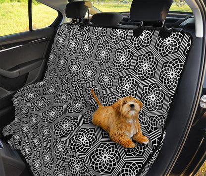 White And Black Lotus Pattern Print Pet Car Back Seat Cover