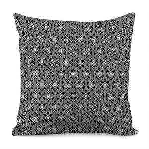 White And Black Lotus Pattern Print Pillow Cover