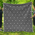 White And Black Lotus Pattern Print Quilt