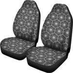 White And Black Lotus Pattern Print Universal Fit Car Seat Covers