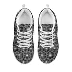 White And Black Lotus Pattern Print White Sneakers