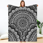 White And Black Mandala Print Blanket