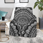 White And Black Mandala Print Blanket