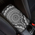 White And Black Mandala Print Car Center Console Cover