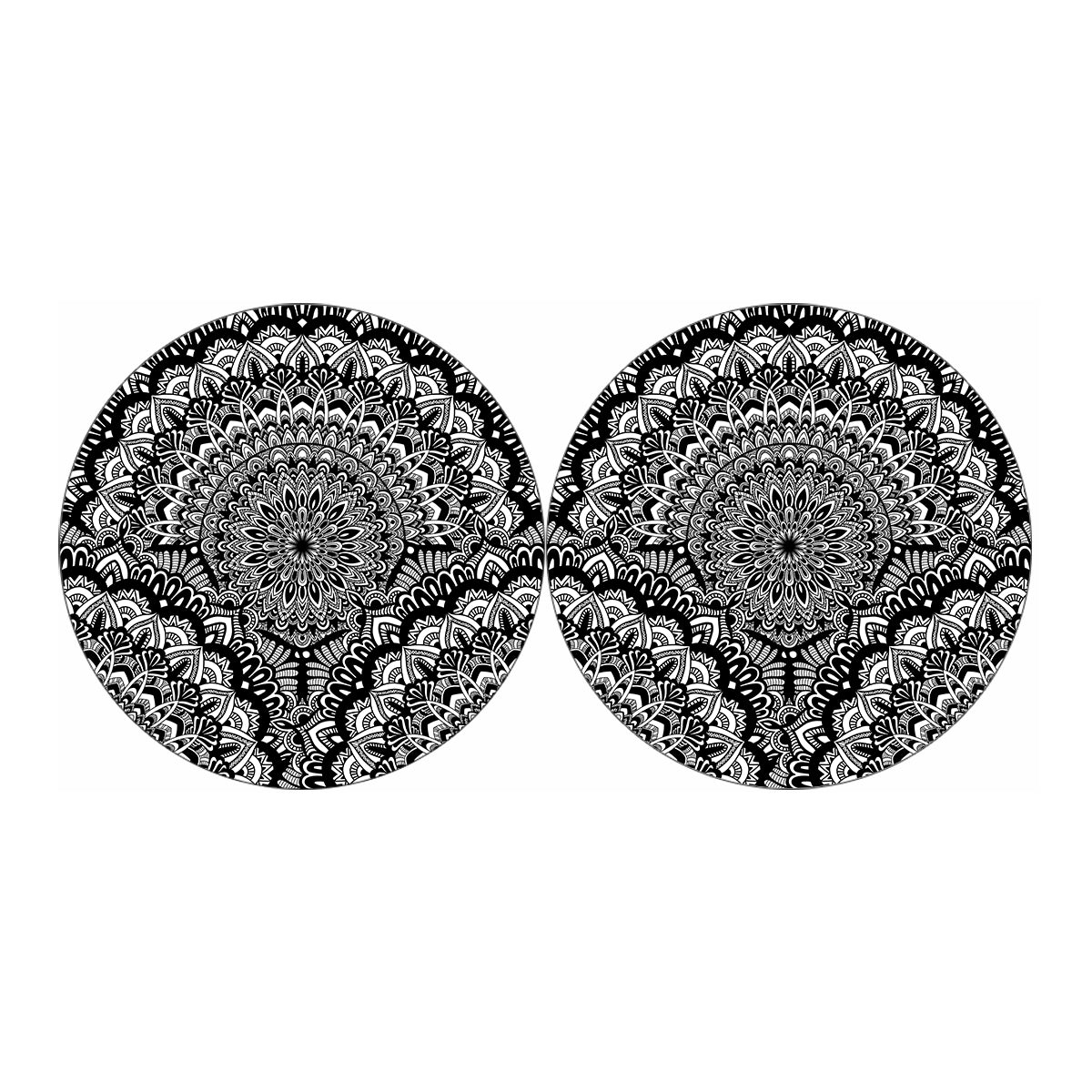 White And Black Mandala Print Car Coasters