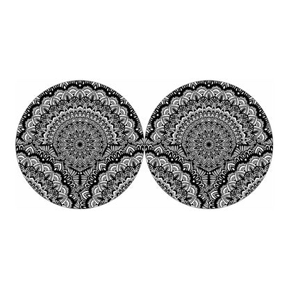 White And Black Mandala Print Car Coasters