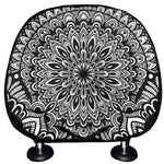 White And Black Mandala Print Car Headrest Covers