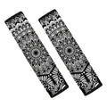 White And Black Mandala Print Car Seat Belt Covers