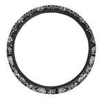 White And Black Mandala Print Car Steering Wheel Cover