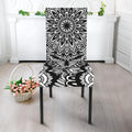 White And Black Mandala Print Dining Chair Slipcover