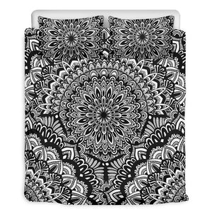 White And Black Mandala Print Duvet Cover Bedding Set