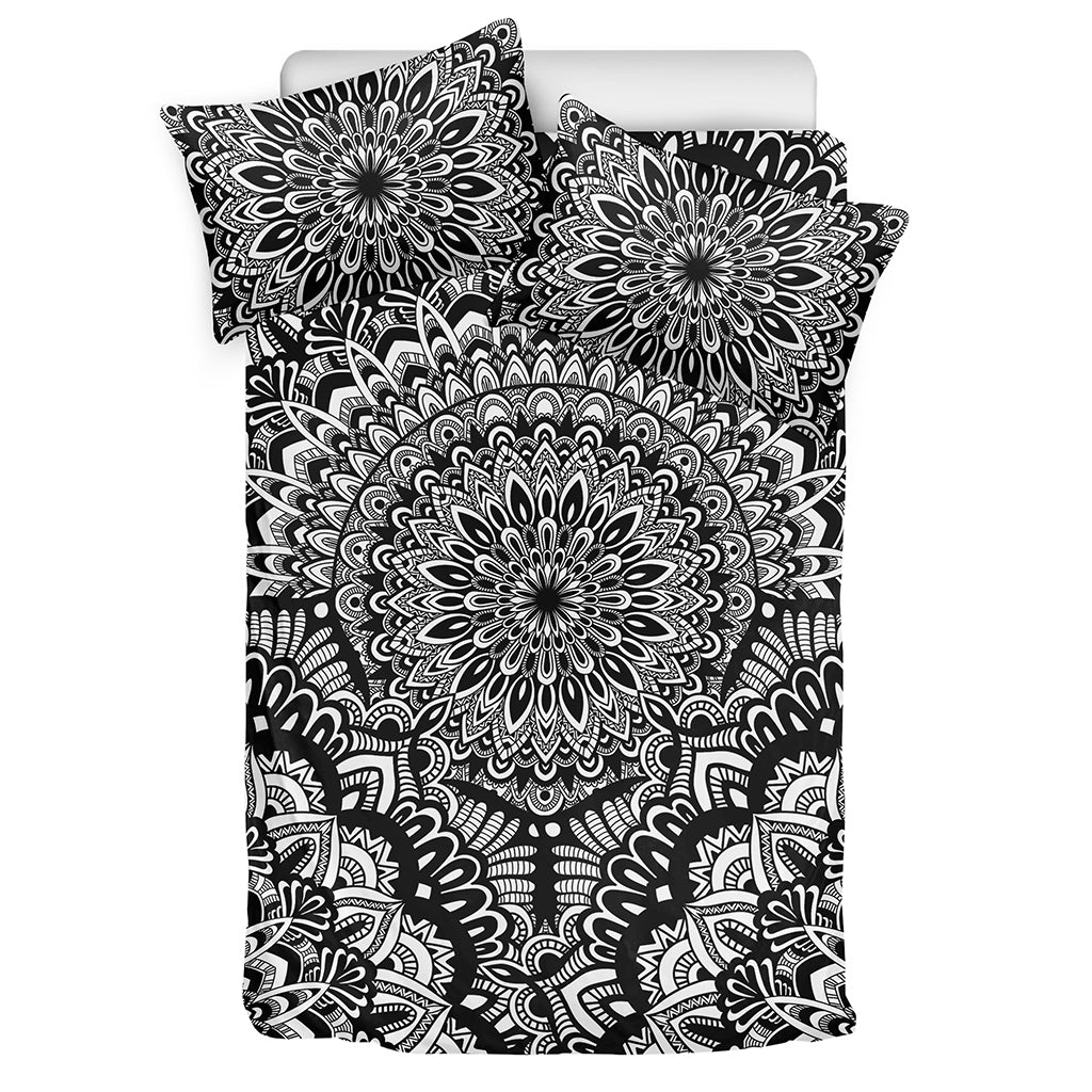 White And Black Mandala Print Duvet Cover Bedding Set