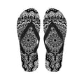 White And Black Mandala Print Flip Flops