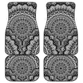 White And Black Mandala Print Front and Back Car Floor Mats