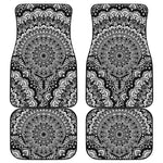 White And Black Mandala Print Front and Back Car Floor Mats