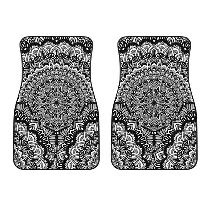 White And Black Mandala Print Front Car Floor Mats
