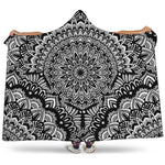 White And Black Mandala Print Hooded Blanket